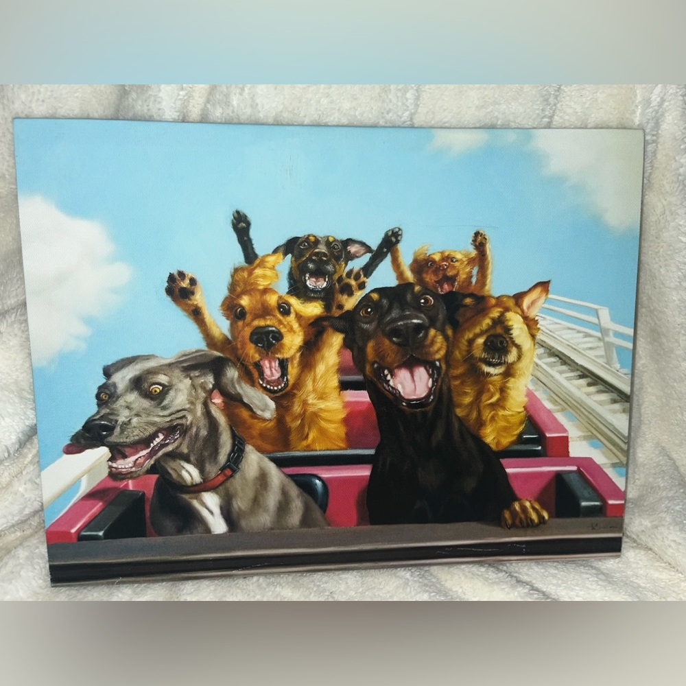 Dogs Rollercoaster Canvas Wall Art, 16x12